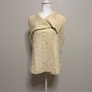 Woolrich Women’s Size Medium Wool Blend Vest Ivory Cable Knit Fisherman Outdoor